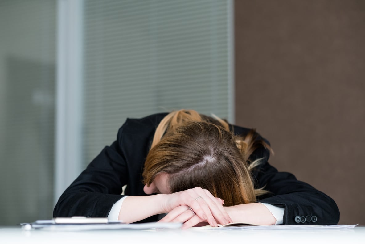 overworking fatigue workaholic tired woman office